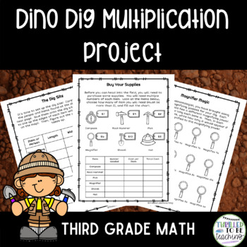 Preview of Dinosaur Themed Differentiated Multiplication Project