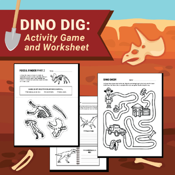 Preview of Dino Dig: Paleontology Dinosaur Bone Fossil Dig Game Activity Printable Workshee