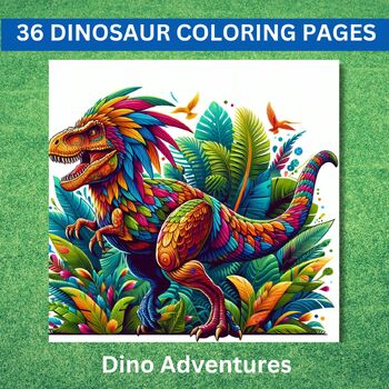 Preview of Dino Discovery: Interactive Coloring Pages: Prehistoric Dinosaur Coloring Pages