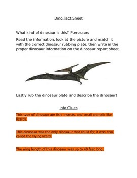 Preview of Dino Fact Sheet