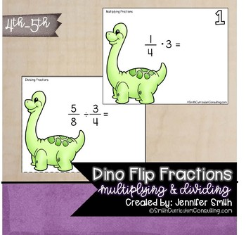Preview of Dino Flip! A Multiplying and Dividing Fractions Review Game