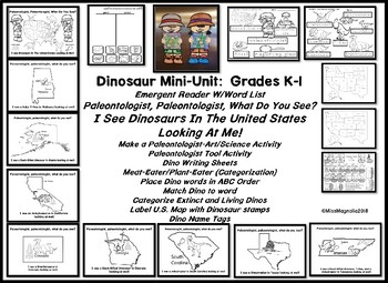 Preview of Dino's In The U.S. "Paleontologist What Do You See"?