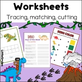 Dino theme Worksheets. Math, tracing, counting, colors, cu