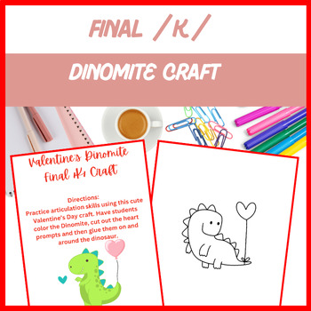 Preview of Dinomite Final /k/ Craft - Articulation, Speech, | Digital Resource