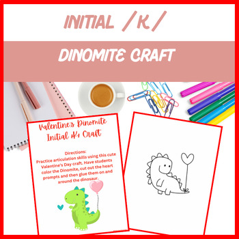Preview of Dinomite Initial /k/ Craft - Articulation, Speech, | Digital Resource