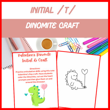 Preview of Dinomite Initial /t/ Craft - Articulation, Speech, | Digital Resource