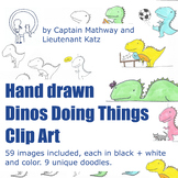 Dinos Doing Things Hand Drawn Clip Art