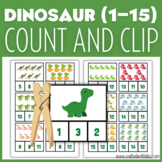 Dinosaur 1-15 Count and Clip Task Cards For Kids, Dinosaur