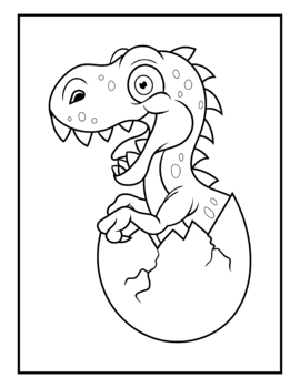 T Rex Dinosaur Coloring Page · Creative Fabrica