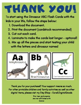Preview of Dinosaur ABC Alphabet Flashcards