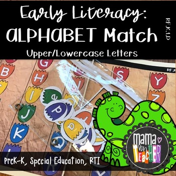 Early Literacy File Folder Game, Alphabet Match, Dinosaur Prints