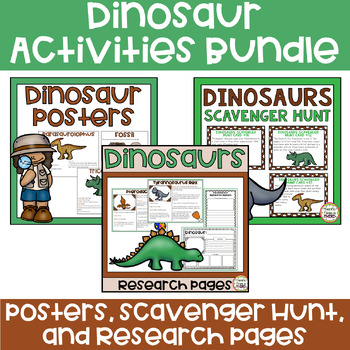Preview of Dinosaur Activities Bundle - Posters, Scavenger Hunt, and Research Pages