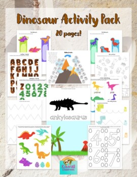 Preview of Dinosaur Activity Pack for Preschool - Kindergarten (20 pages - 10 activities)