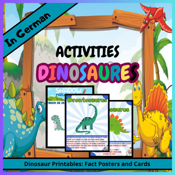 Preview of Dinosaur Activity : Printables Fact Posters and Cards Worksheets in German