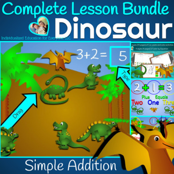 Preview of Dinosaur Addition Bundle with Presentation, Digital Activities, and Worksheets