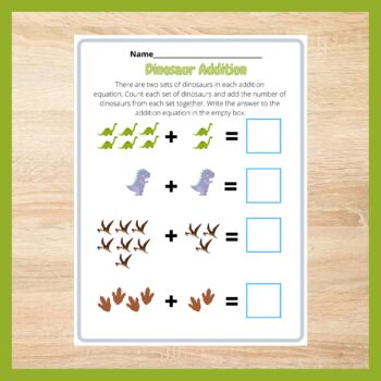 Dinosaur Addition Worksheets | Dinosaur Math | Dollar Deal by CreativeSeeds