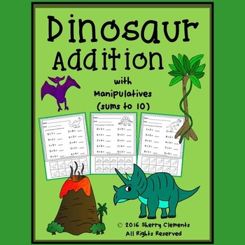 Preview of Addition to 10 | Dinosaurs | Worksheets | Math Manipulatives