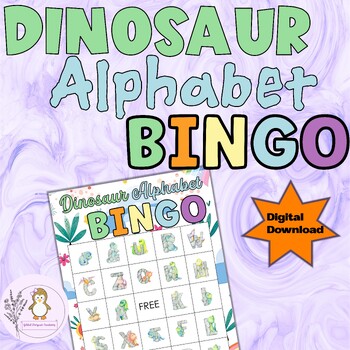 Preview of Dinosaur Alphabet Bingo Cards Alphabet Activity Game For Classroom Parties - 5x5