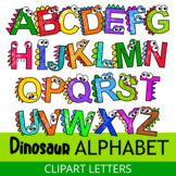 Dinosaur Alphabet Funny Cartoon Uppercase Clipart Lettering