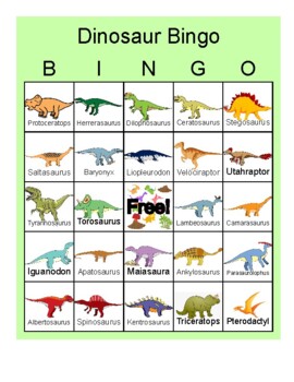 printable dinosaur bingo