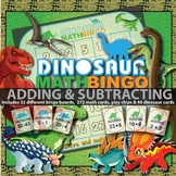 Dinosaur Bingo Addition and Subtraction review for Math Ga