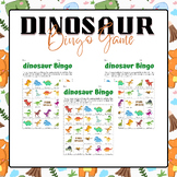Dinosaur Bingo Game 7 Colorful Player Cards  | End of The 