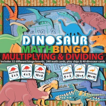 Preview of Dinosaur Bingo for Multiplication & Division Practice for Math Game Centers