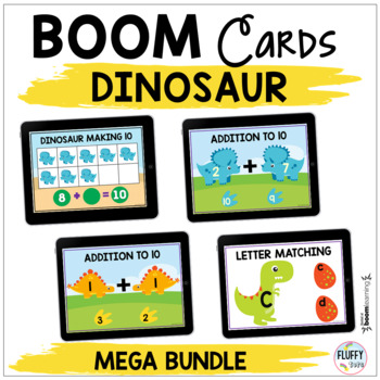 Preview of Dinosaur Boom Cards BUNDLE for Preschool and Kindergarten