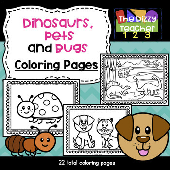 Preview of Dinosaur, Bugs, and Pets Coloring Pages