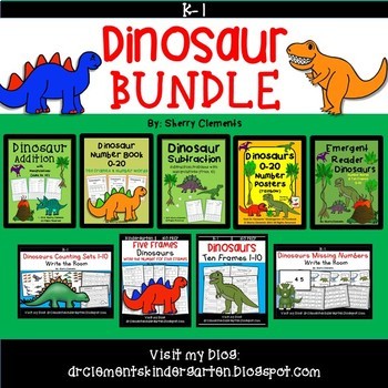 Preview of Dinosaurs Bundle | Addition | Subtraction | Emergent Reader | Ten Frames