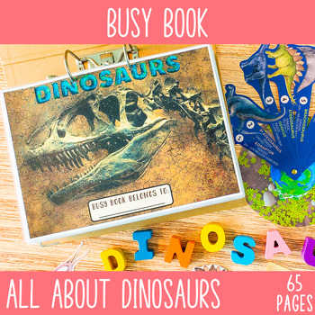 Preview of Dinosaur Busy Book, Dino Interactive Toddler Learning Binder Quiet Book