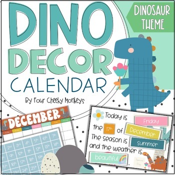 Preview of Dinosaur Calendar // Cute Dinosaur Theme Classroom Decor