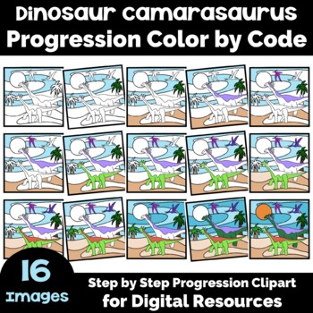 Preview of Dinosaur Camarasaurus Progression Color by Code Clipart