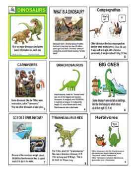 Preview of Dinosaur Cards - Activity Print on Cardstock and Cut (3 pages - 27 cards) Gr.K-6