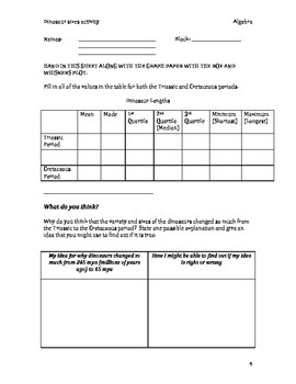 Dinosaur Cards to Find the Mean,Median and Mode by Kelly DeRango