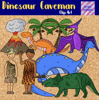 Dinosaur Caveman Prehistoric Fun Clip Art by Katqat Resources | TPT