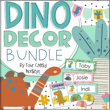 Preview of Dinosaur Classroom Decor Bundle | Dinosaur Theme Room Decor