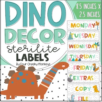 Preview of Dinosaur Classroom Decor // Editable 3 Drawer Sterilite Labels Retro Dino Theme