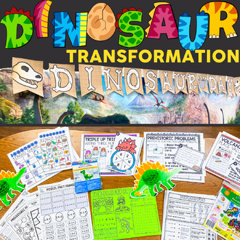 Preview of Dinosaur Classroom Transformation - with research project, word search, coloring