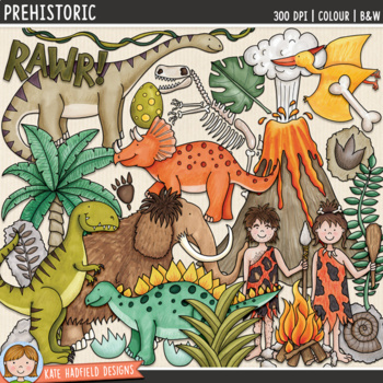 Preview of Dinosaur Clip Art: Prehistoric (Kate Hadfield Designs)