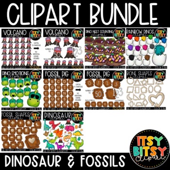 Preview of Dinosaur Clipart BUNDLE [$40 VALUE!] shapes letters numbers objects emotions