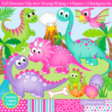 Dinosaur Clipart / Dinosaur Theme Clip Art / Girl Dinosaurs (C46)