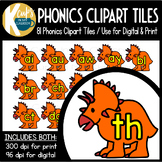 Dinosaur Clipart Phonics Tiles - Blends - Digraphs - Trigr