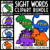 Dinosaur Clipart Sight Words Tiles SET OF 4 - Moveable and