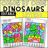 Dinosaur Color by Letter Recognition Worksheets Editable
