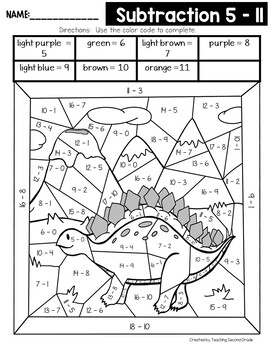 Free Dinosaur Color by Number · The Typical Mom