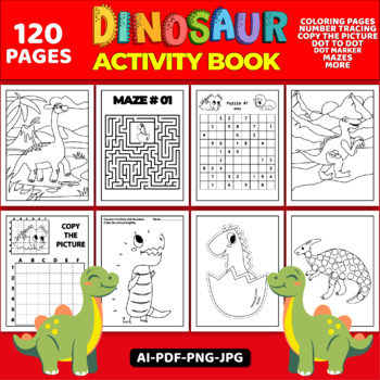 Preview of Dinosaur Coloring & Activity Book For Kids Vol-2