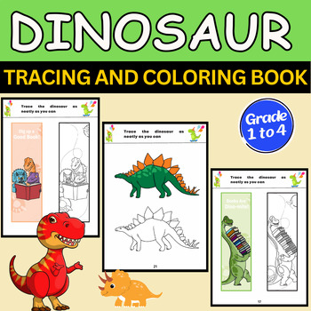 Dinosaur Coloring And Tracing Activity For Kids by Artful Hub | TPT