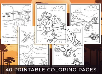 Preview of Dinosaur Coloring Pages - 40 Printable Dinosaur Coloring Pages for Boys & Girls