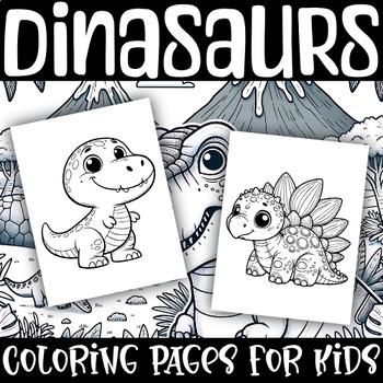 Preview of Dinosaur Coloring Pages - Coloring Sheets - Dinosaur Coloring Book - 5 Designs